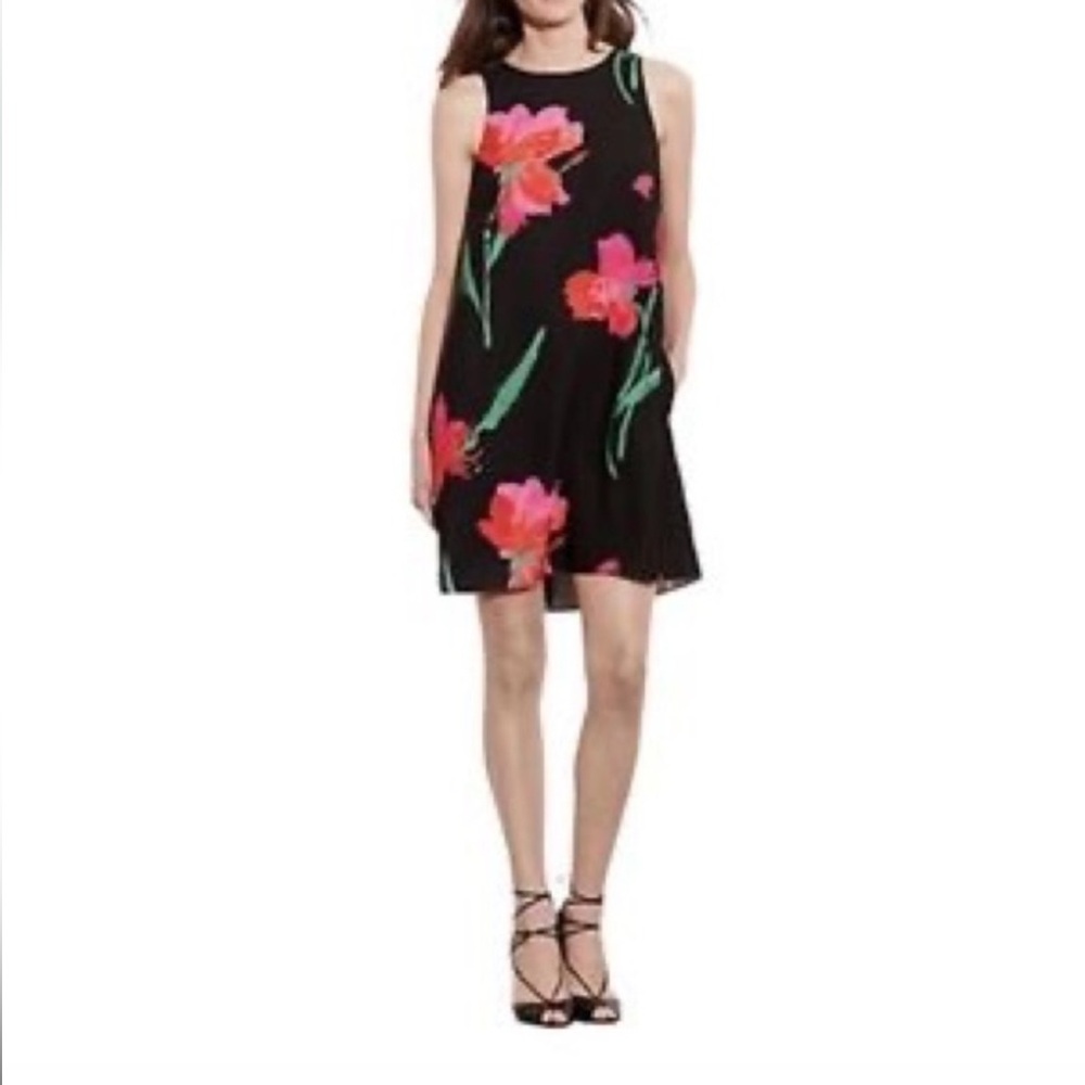 Lauren Ralph Lauren Floral Print Dress Size 4 Pink & Black